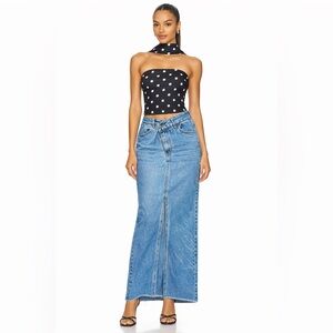 MAXI DENIM Asymmetrical Skirt Streetstyle 📐US2/EU 34